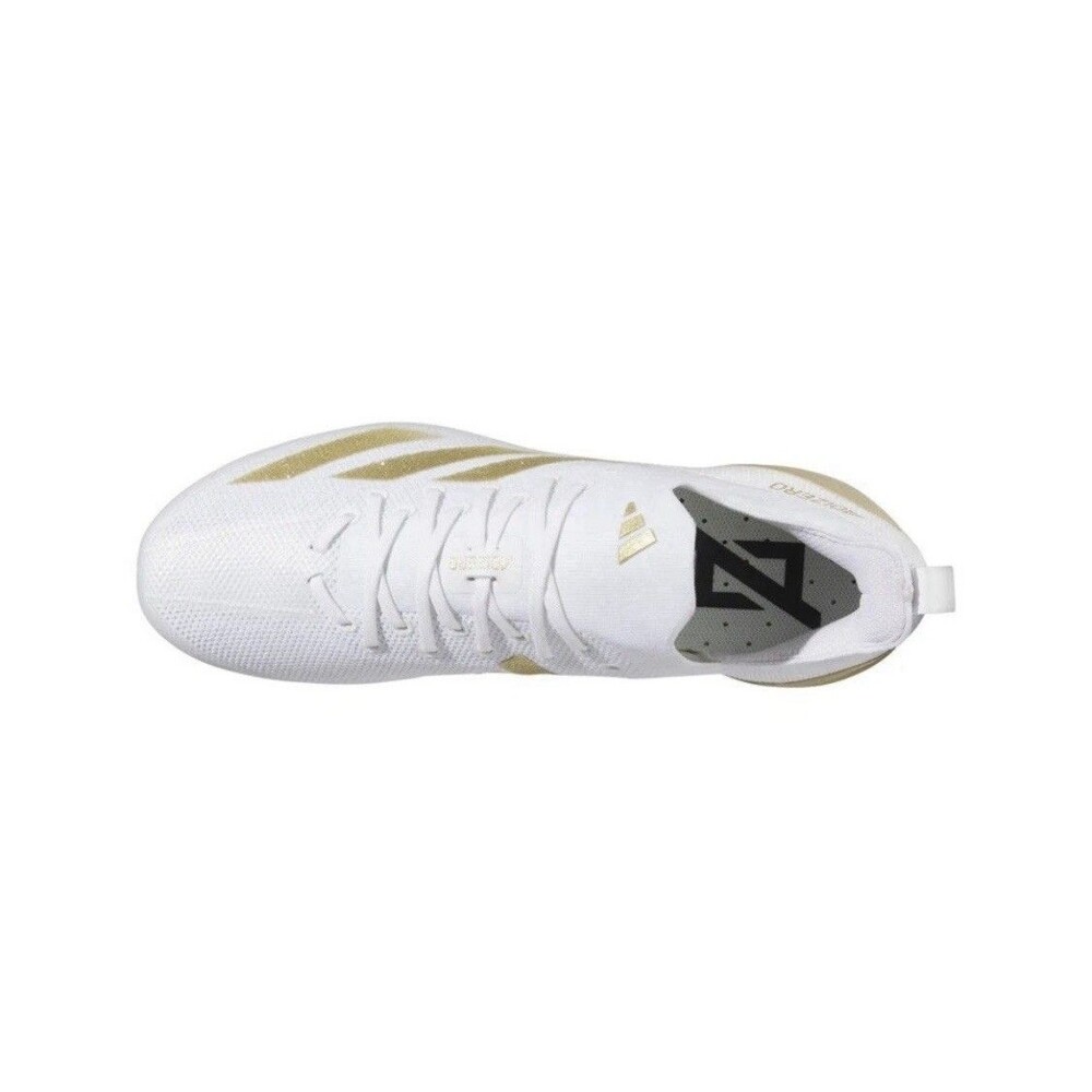 Mens Sz 12 - Adidas Adizero Electric White Gold Metallic Football Cleats New - Picture 4 of 5